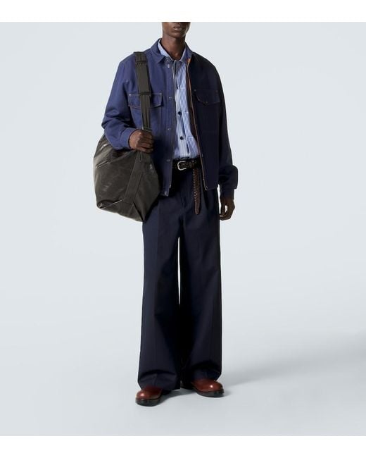 Moncler Blue Cotton And Linen Field Jacket for men