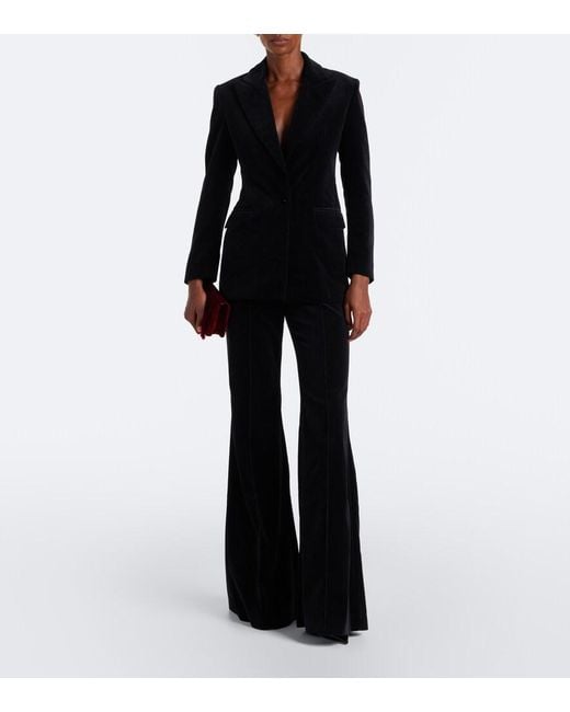 Costarellos Black Avice Cotton Velvet Flared Pants
