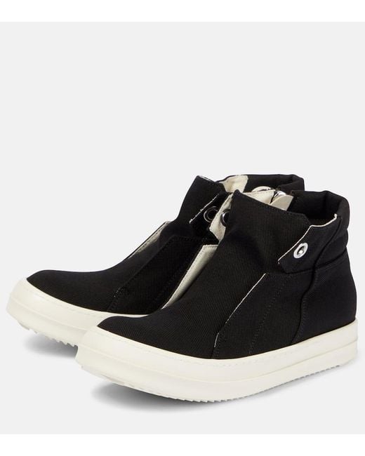 Rick Owens Black High-Top Sneakers Dunk Aus Denim