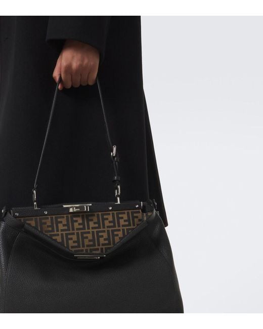 Fendi Black My Peekaboo Leather Tote Bag for men