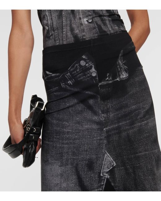 Jean Paul Gaultier Black Trompe L'oil Jersey Maxi Skirt