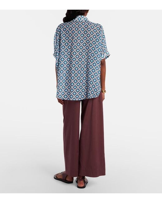 Max Mara Red Pece Cotton-Blend Wide-Leg Pants