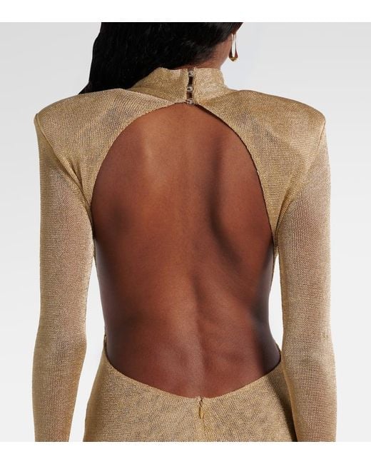 The New Arrivals Ilkyaz Ozel Natural Donyale Knitted Lame Gown
