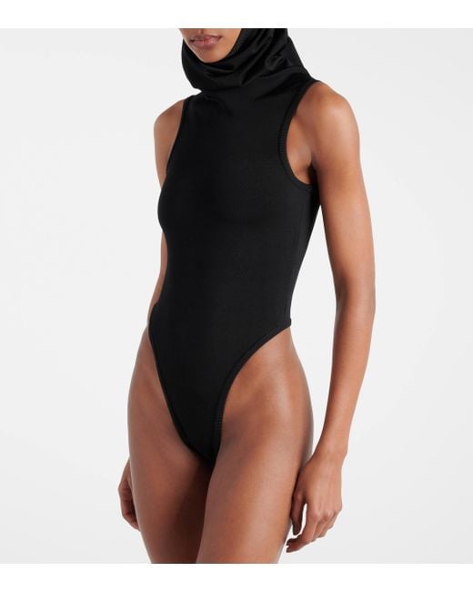 Alaïa Black Hooded Bodysuit