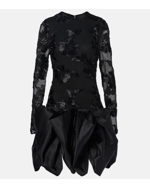 Robe Brodee En Satin A Fleurs ROTATE BIRGER CHRISTENSEN en coloris Black