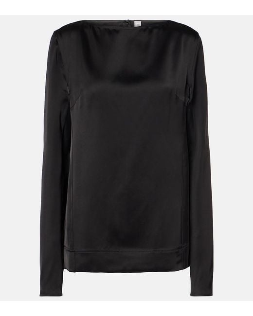 Totême Black Satin Top