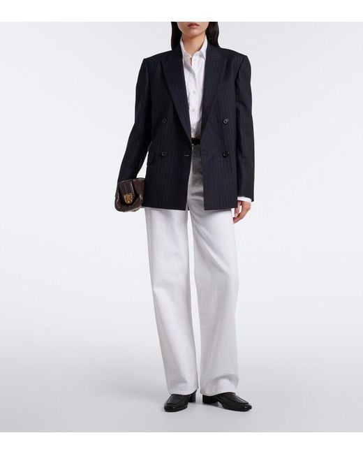 Nili Lotan Blue Leston Pinstriped Wool Blazer
