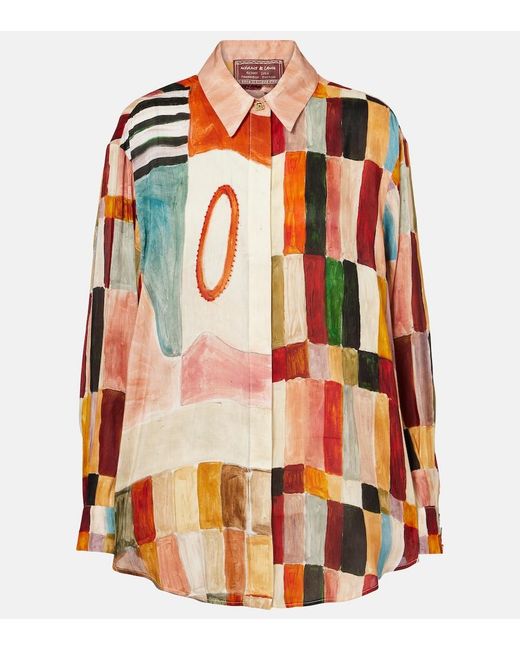 ALÉMAIS Orange X Lrnce Marjorelle Printed Linen And Silk Shirt