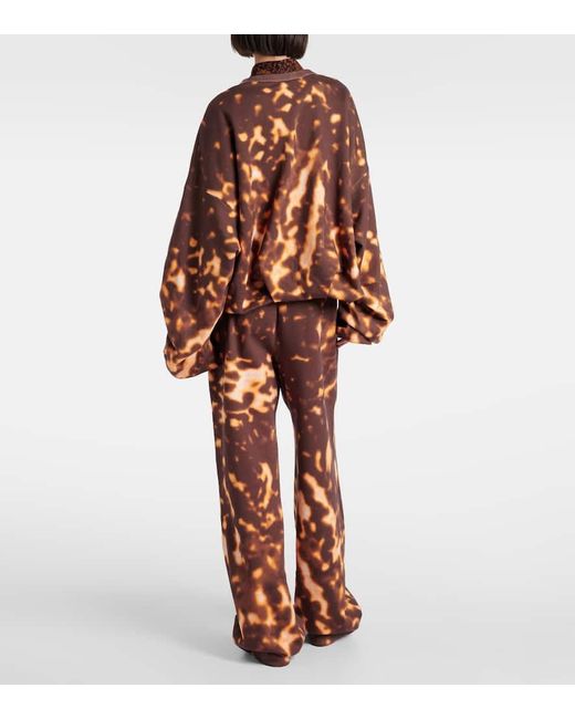 Dries Van Noten Brown Printed Gathered Cotton Sweatshirt