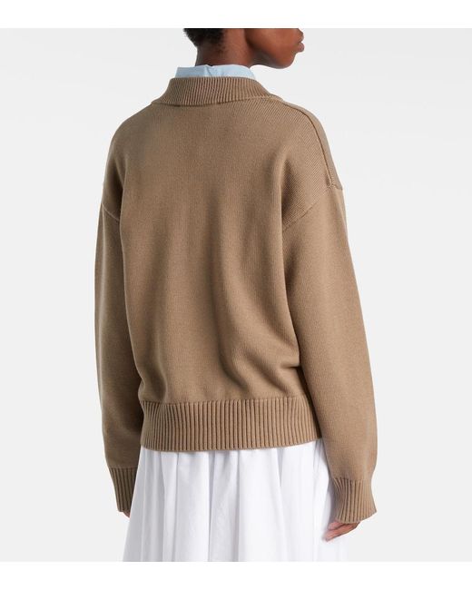 AMI Brown Ami De Cour Wool And Cotton Cardigan