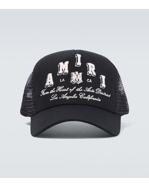 Amiri Black Logo-embroidered Cotton Trucker Cap for men