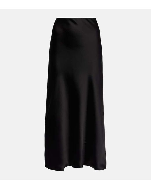 Falda larga de saten de tiro alto Norma Kamali de color Black