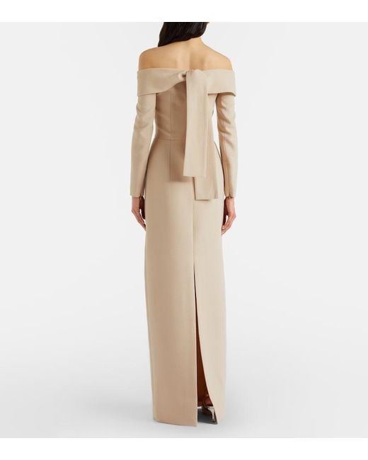 Emilia Wickstead Natural Nosrat Wool Crepe Bustier Dress