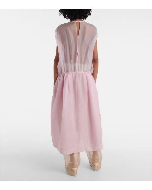 Khaite Pink Noah Silk Organza Midi Dress