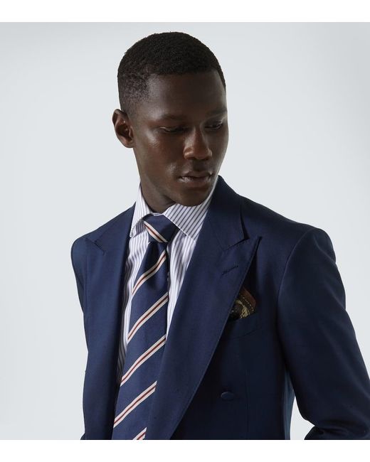 Dunhill Blue Striped Silk Tie for men