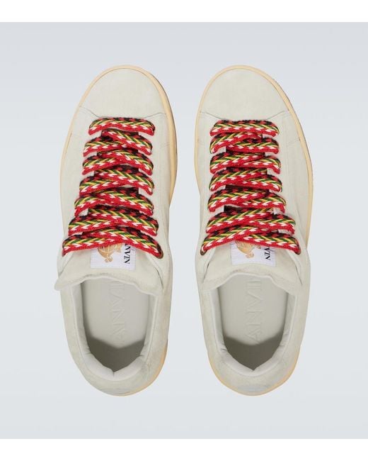 Lanvin White Curb Lite Suede Sneakers for men