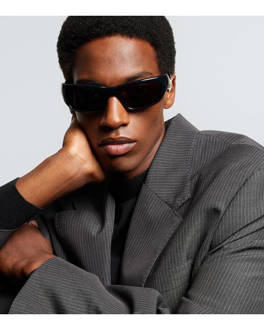 Balenciaga Gray Hamptons Rectangular Sunglasses for men