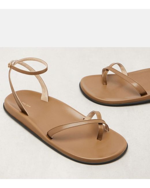 The Row Brown Hugh Leather Sandals