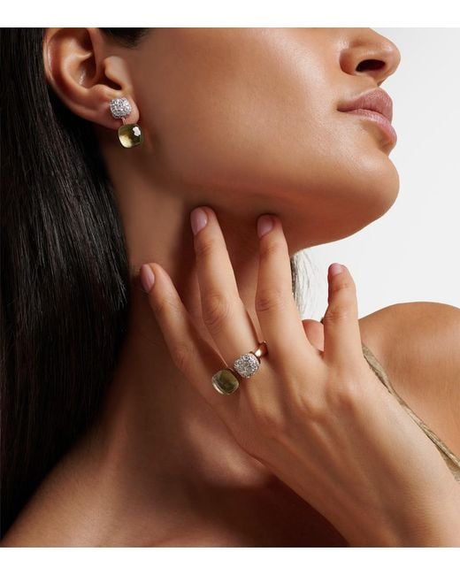 Pomellato Metallic Nudo 18Kt Rose And Earrings With Prasiolites And Diamonds
