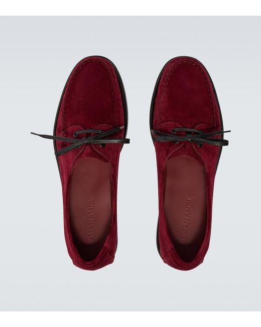 Saman Amel Red City Moc Suede Boat Shoes for men