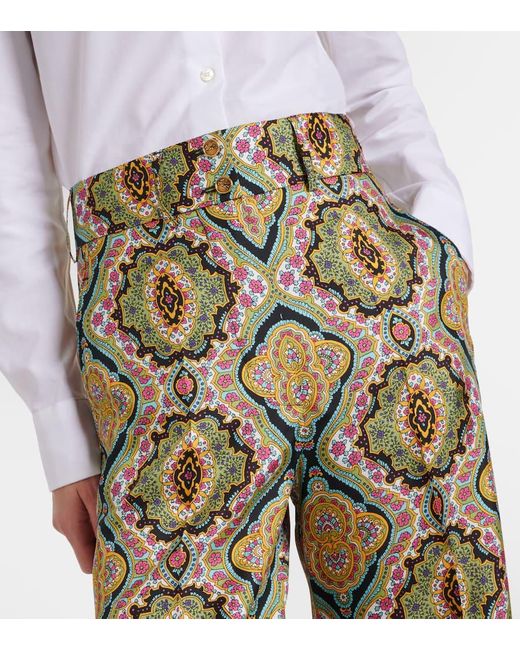 Pantalones anchos de seda estampados Etro de color Metallic