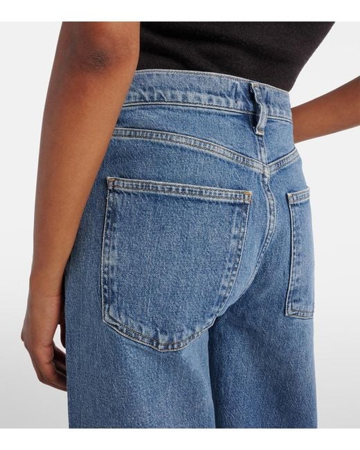 Agolde Blue Harper Crop Mid-Rise Wide-Leg Jeans