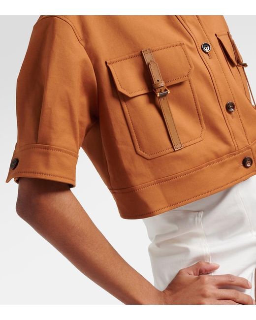 Max Mara Brown Cropped-Hemd Agiate aus einem Baumwollgemisch