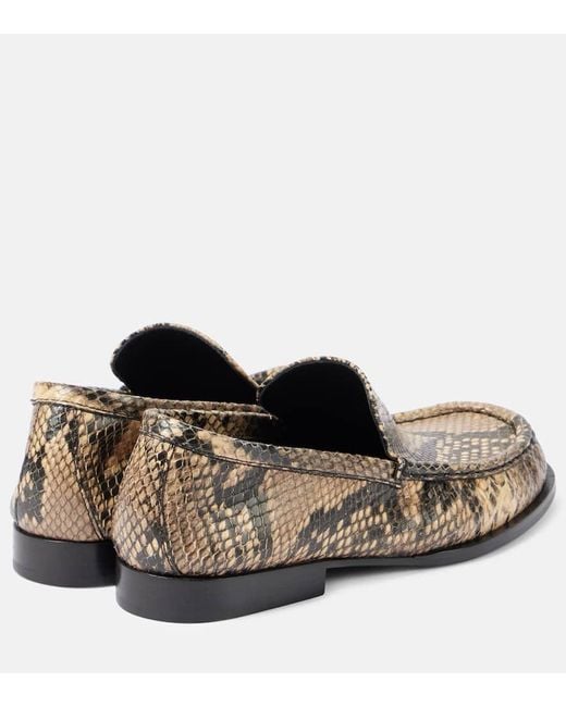 Dries Van Noten Natural Snake-Effect Leather Loafers