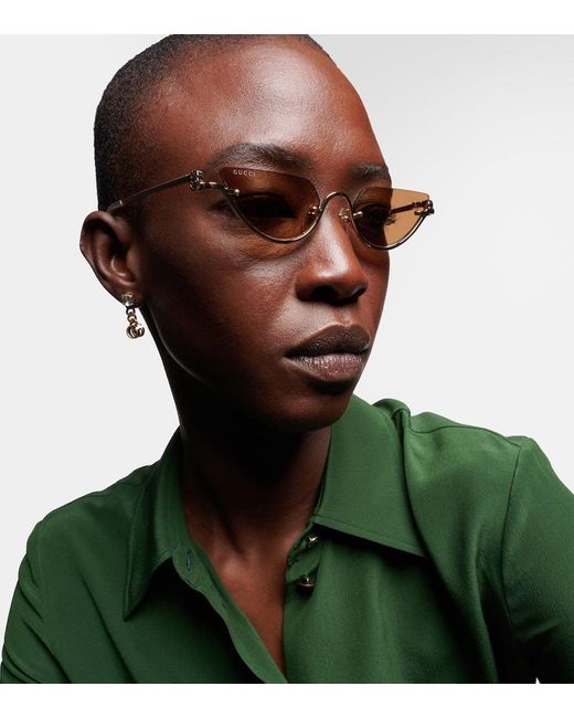 【送料込】GUCCI_Double G cat-eye sunglasses Gucci Double G Cat-Eye Sunglasses in White | Lyst Canada