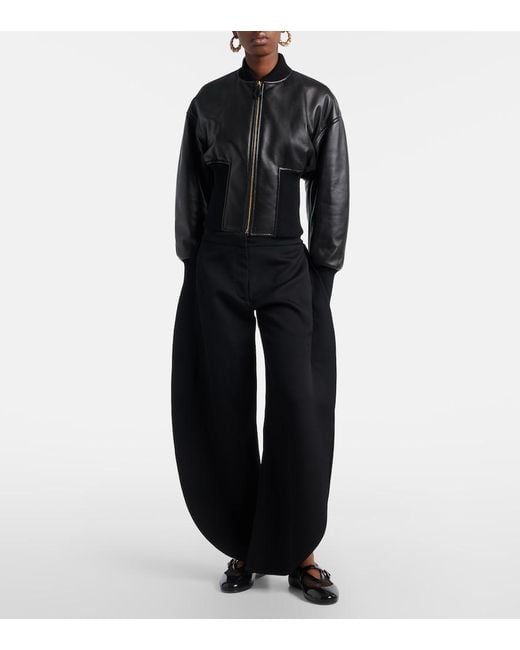 Alaïa Black Leather-Trimmed Fishnet Ballet Flats