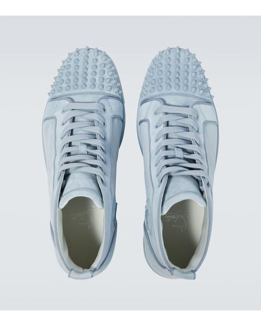 Christian Louboutin Sneakers Louis Spikes Aus Veloursleder in Blue für Herren