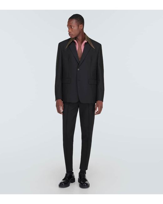 Blazer da abito in lana e mohair di Prada in Black da Uomo