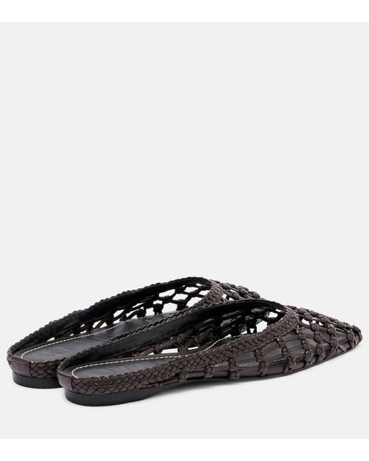 Staud Black Otto Woven Leather Mules