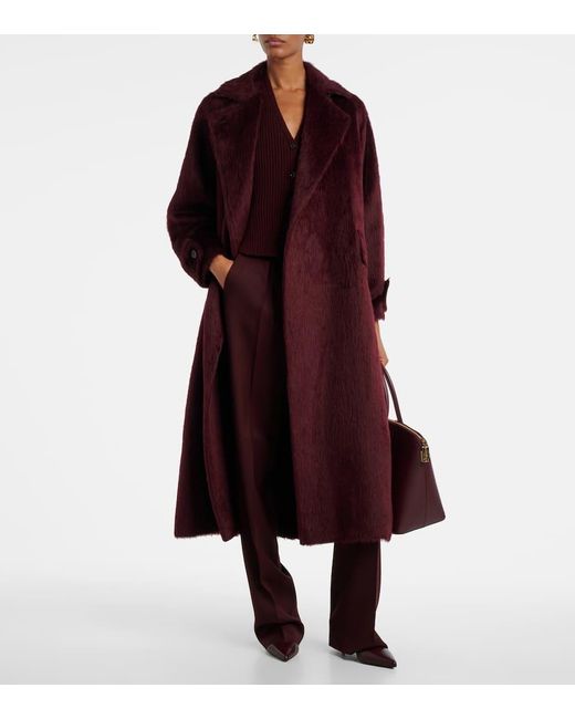 Max Mara Purple Pleated High-Rise Virgin Wool Straight Pants