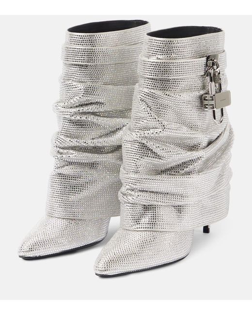 Bottines Shark Lock En Satin A Ornements Givenchy en coloris Gray