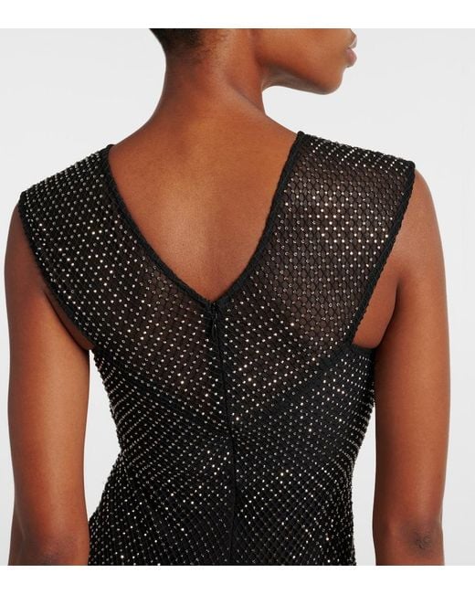 Self-Portrait Black Embellished Fishnet Maxi Dress