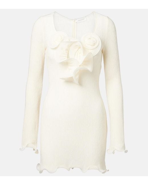 Magda Butrym White Floral-Applique Crepe Minidress