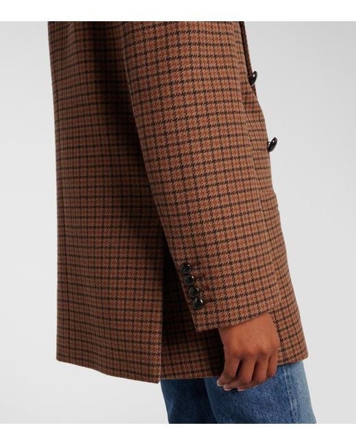 Chloé Brown Checked Double-Breasted Wool-Blend Blazer