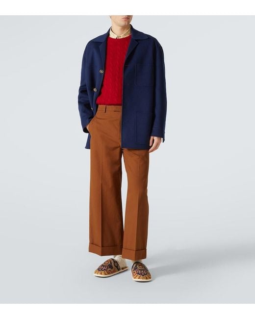 Valentino Blue Wool And Cashmere Overshirt for men
