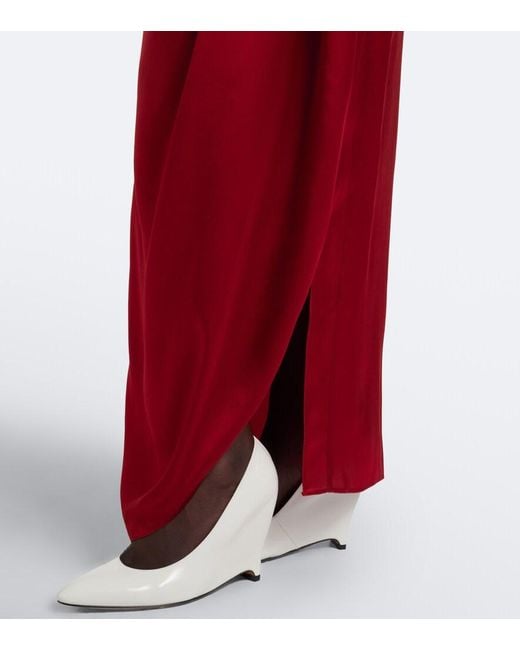 Maison Margiela Red Draped Satin Maxi Dress