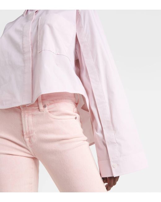 Victoria Beckham Pink Cropped Cotton-blend Shirt
