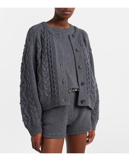 Lisa Yang Gray Winroe Cable-Knit Cashmere Cardigan