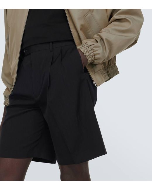Shorts in gabardine di lana di Auralee in Black da Uomo