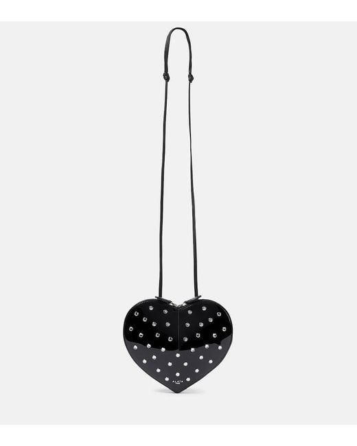 Alaïa Black Leather Le Coeur Bag With Crystals
