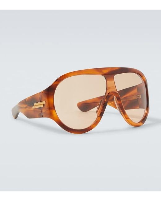 Bottega Veneta Brown Shield Sunglasses for men