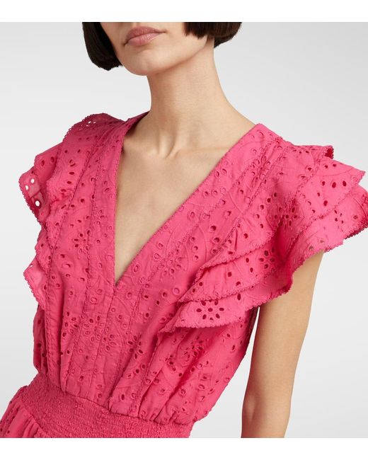Poupette Pink Camila Shirred Cotton Minidress