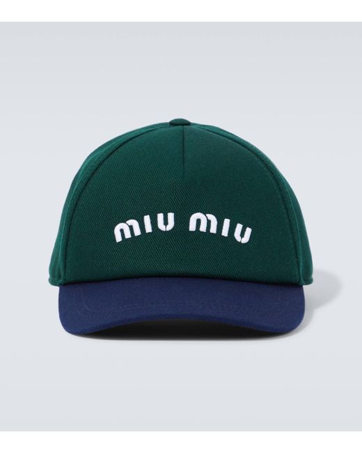 Miu Miu Green Logo Baseball Cap for men