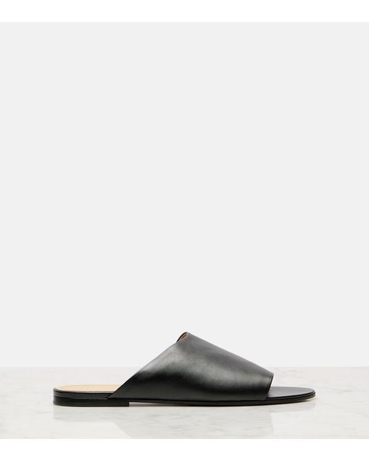 The Row Black Signum Leather Slides