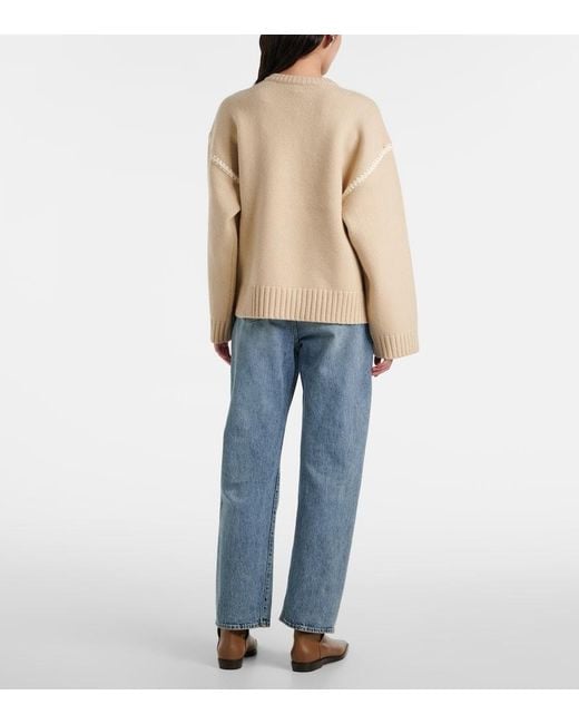 Pull Brode En Laine, Cachemire Et Coton Totême  en coloris Black