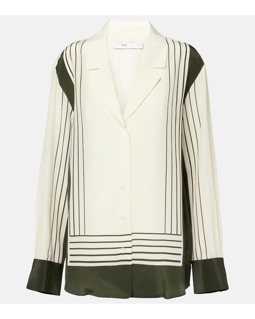 Sir Natural Leilana Striped Silk Crepe De Chine Shirt